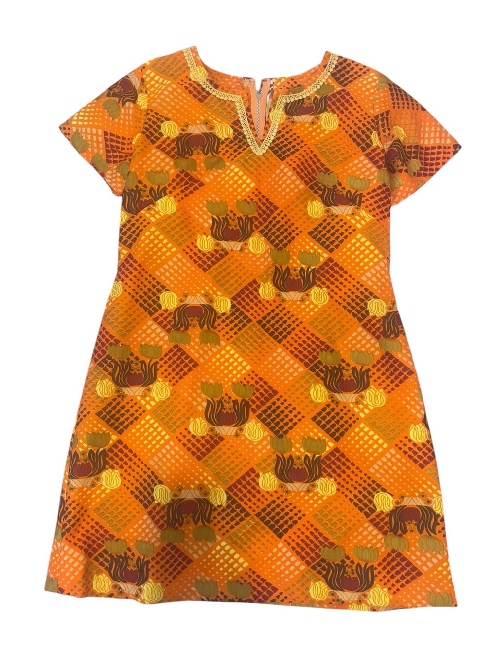 Vintage late 60’s early 70’s mini A-line dress/shift  psychedelic print